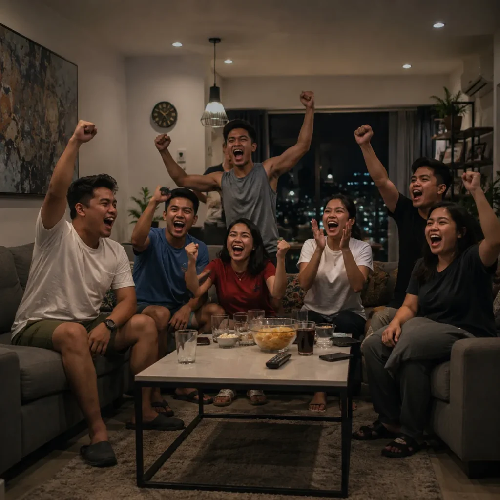Celebrating together in a cozy living room Celebrating together in a cozy living room